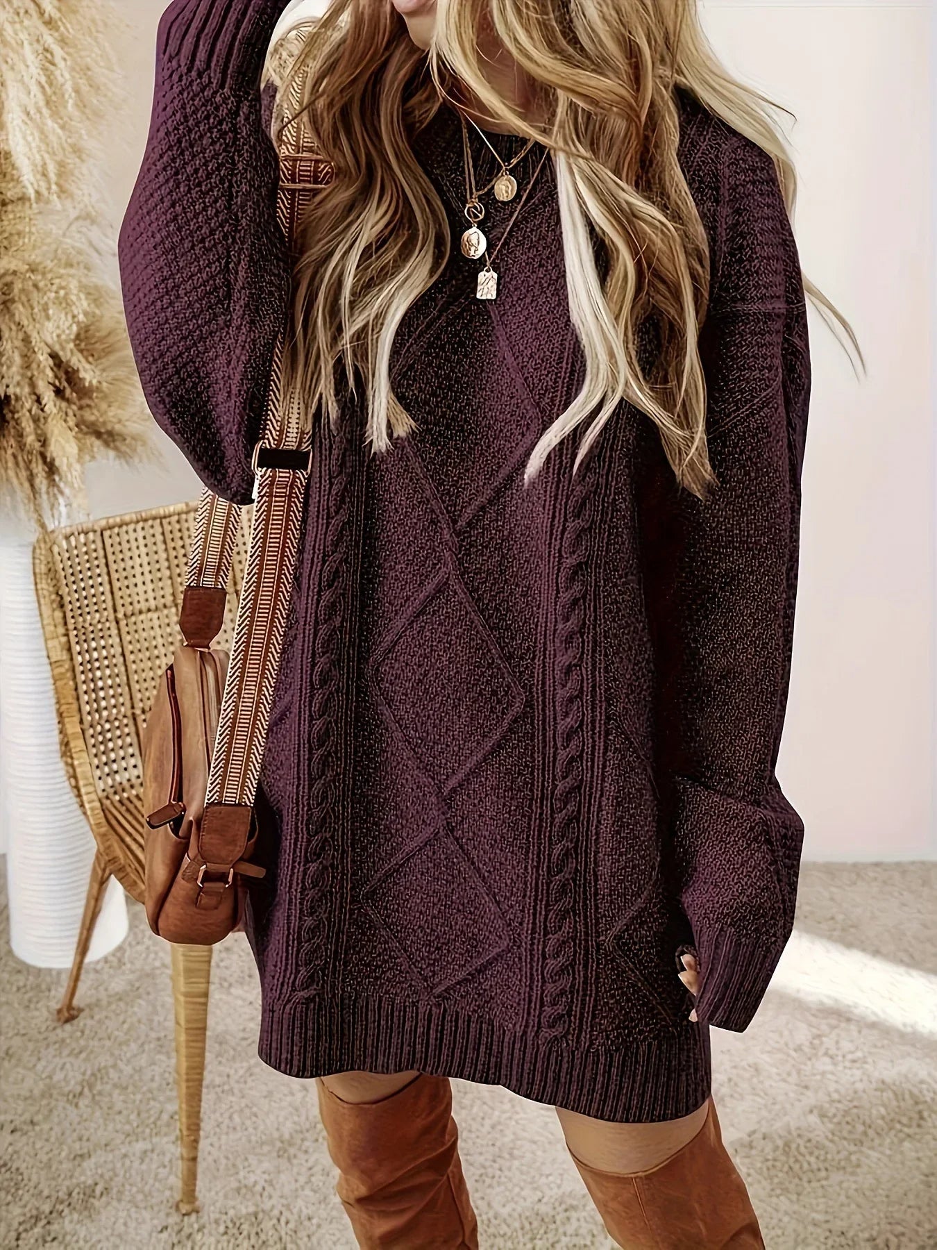 Alina™ | Stickad Oversize Klänning