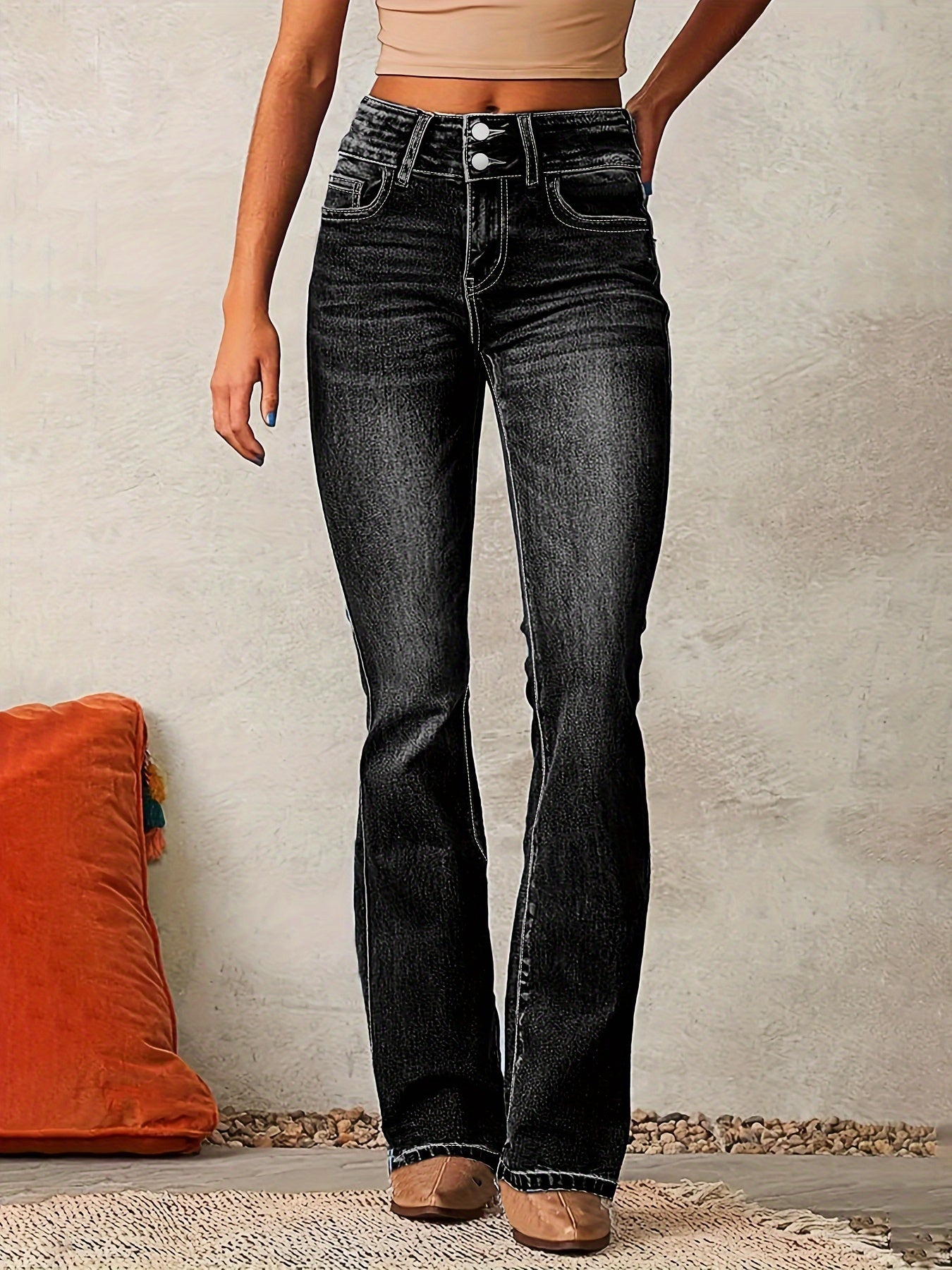Aya™ | Högmidjade flare jeans