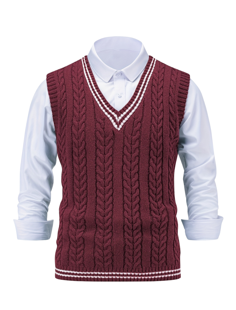 Hugo™ | Kabelstickad V-ringad Västsweater