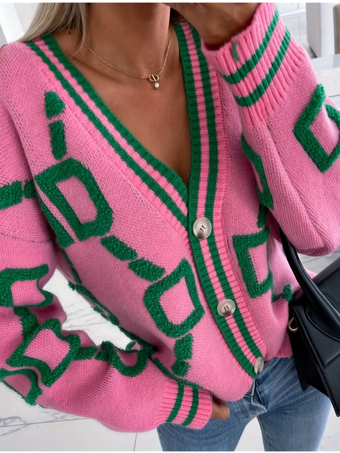 Amelie™ | Elegant färgblockad kofta med V-ringning