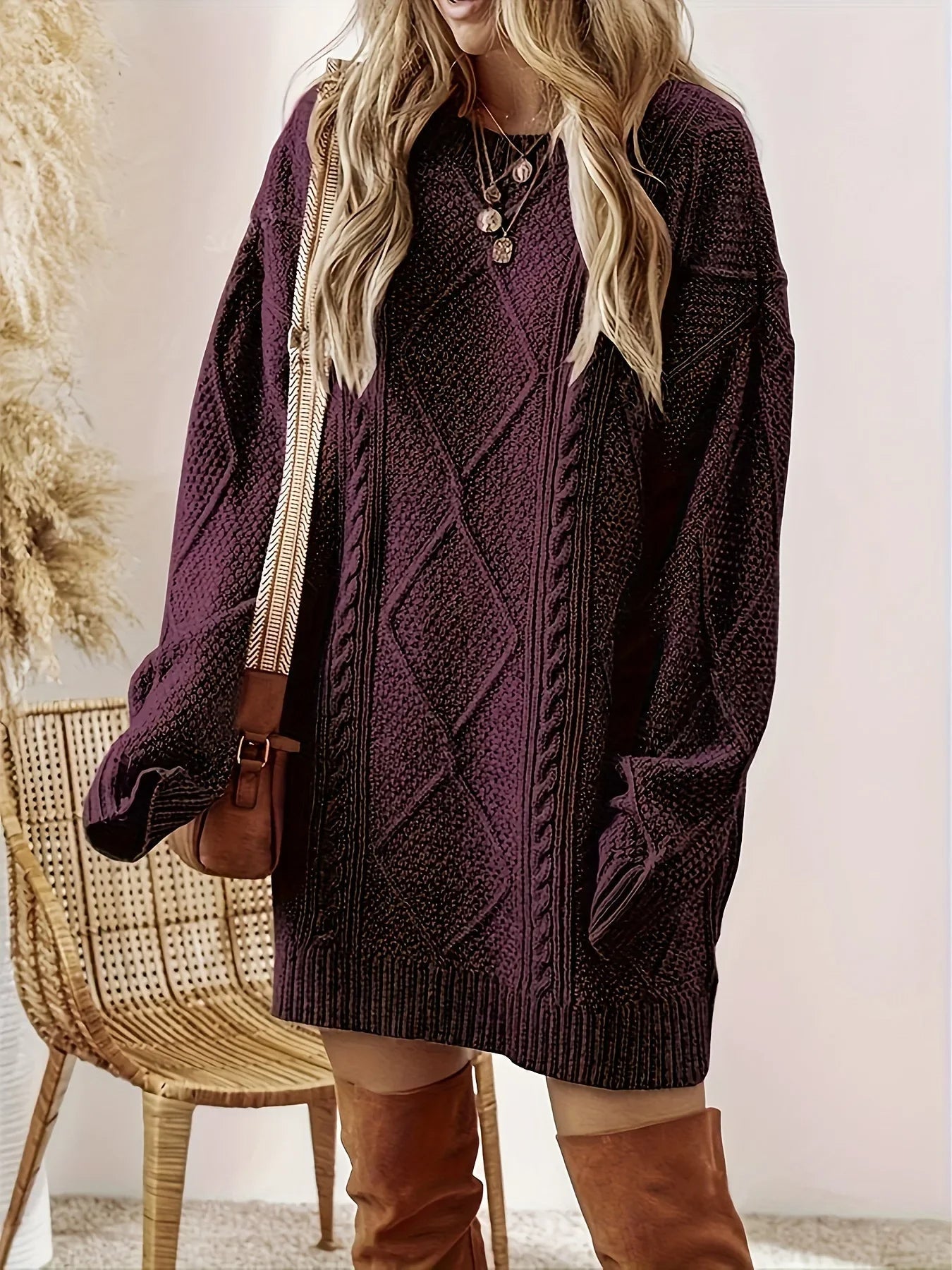 Alina™ | Stickad Oversize Klänning