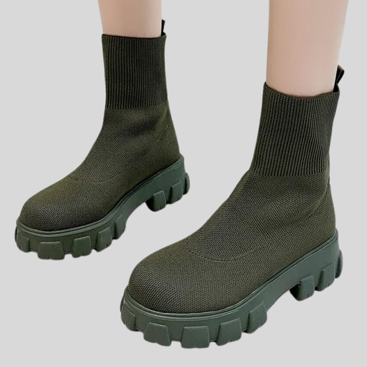 Elvira™ | Stickade Sockboots med Plattform