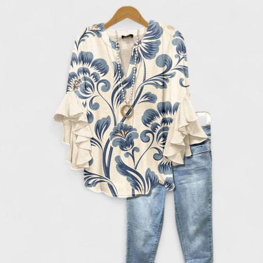 Lina™ | Lätt Dagblus med Blommig Elegans