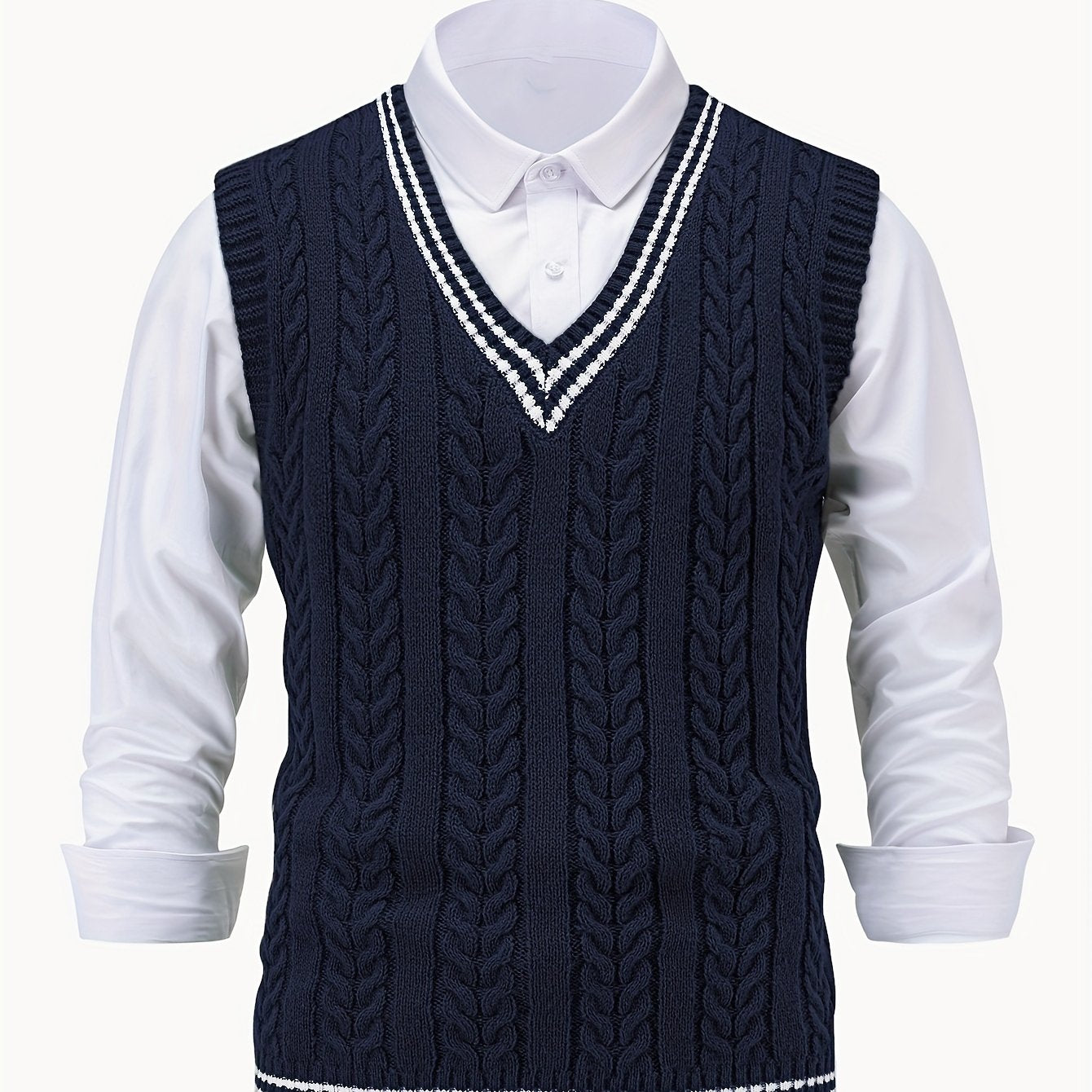 Hugo™ | Kabelstickad V-ringad Västsweater