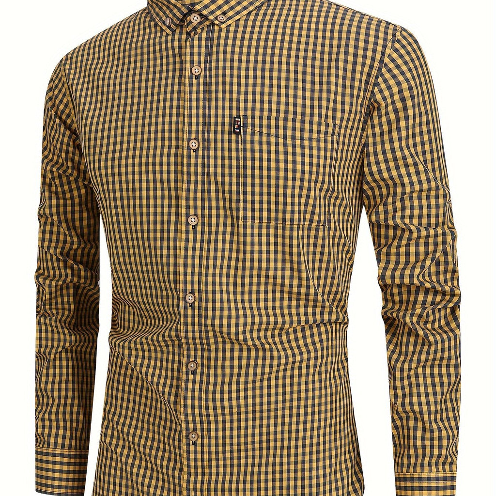 Kingstiger™ | Klassisk Herrskjorta i Bomull med Rutig Design