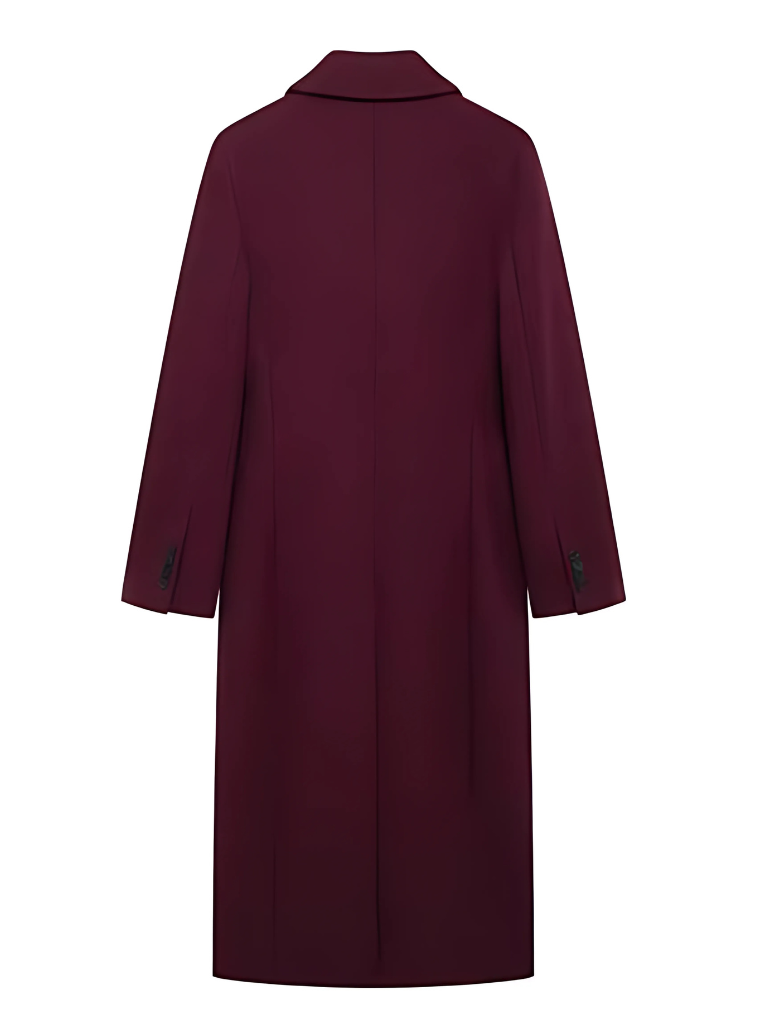 Amelia™ | Elegant Vinröd Ullkappa