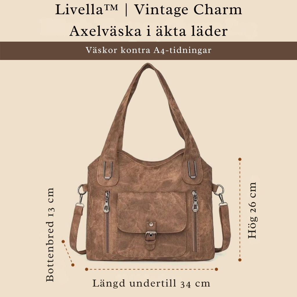 Livella™ | Vintage Charm Axelväska i äkta läder
