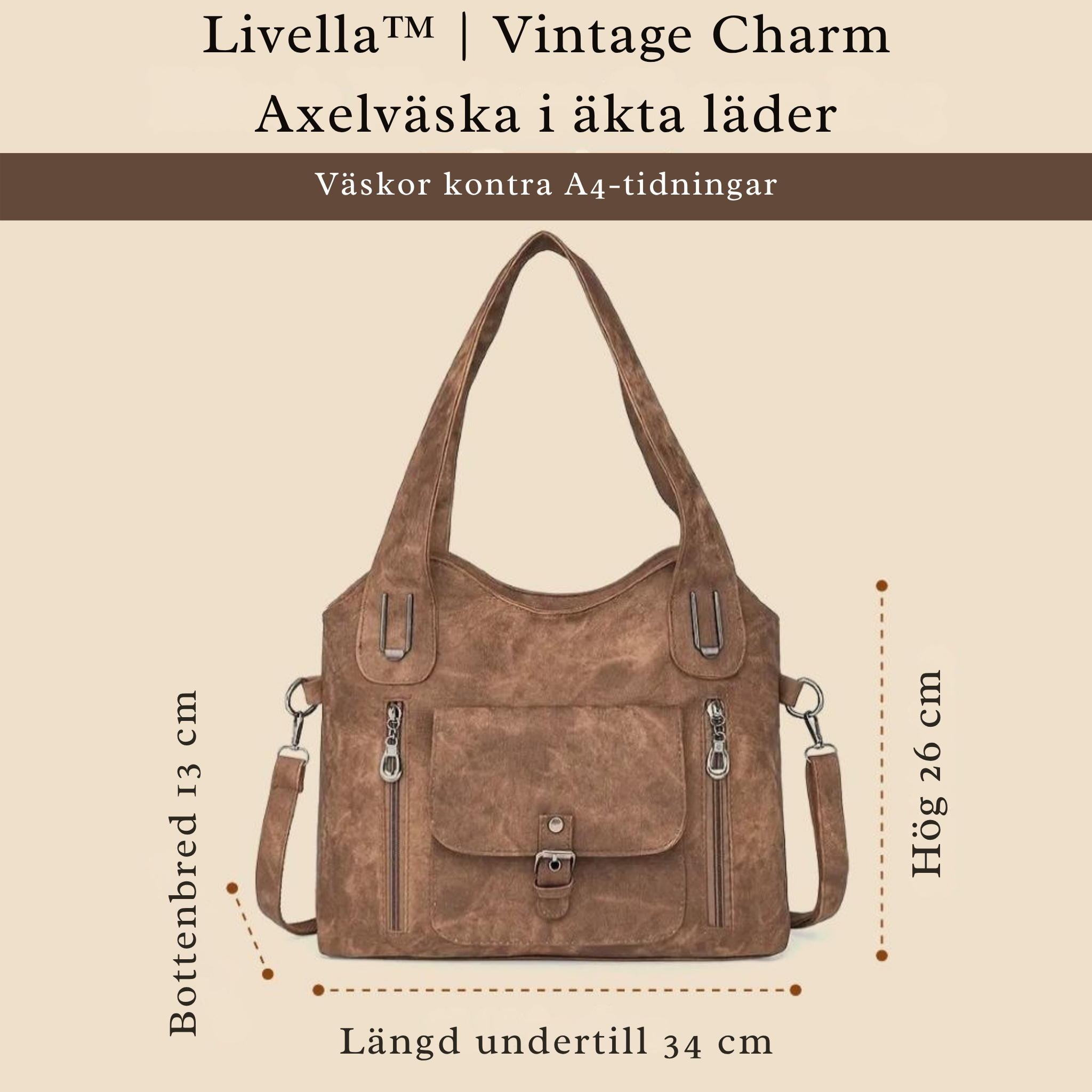 Livella™ | Vintage Charm Axelväska i äkta läder
