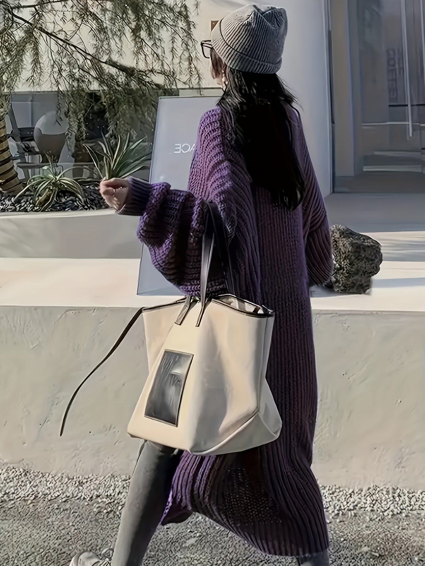 Elin™ | Långstickad V-ringad kofta med bälte