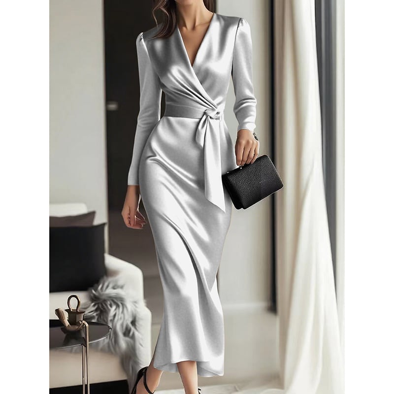 Sophia™ | Tidlös vinröd satinklänning