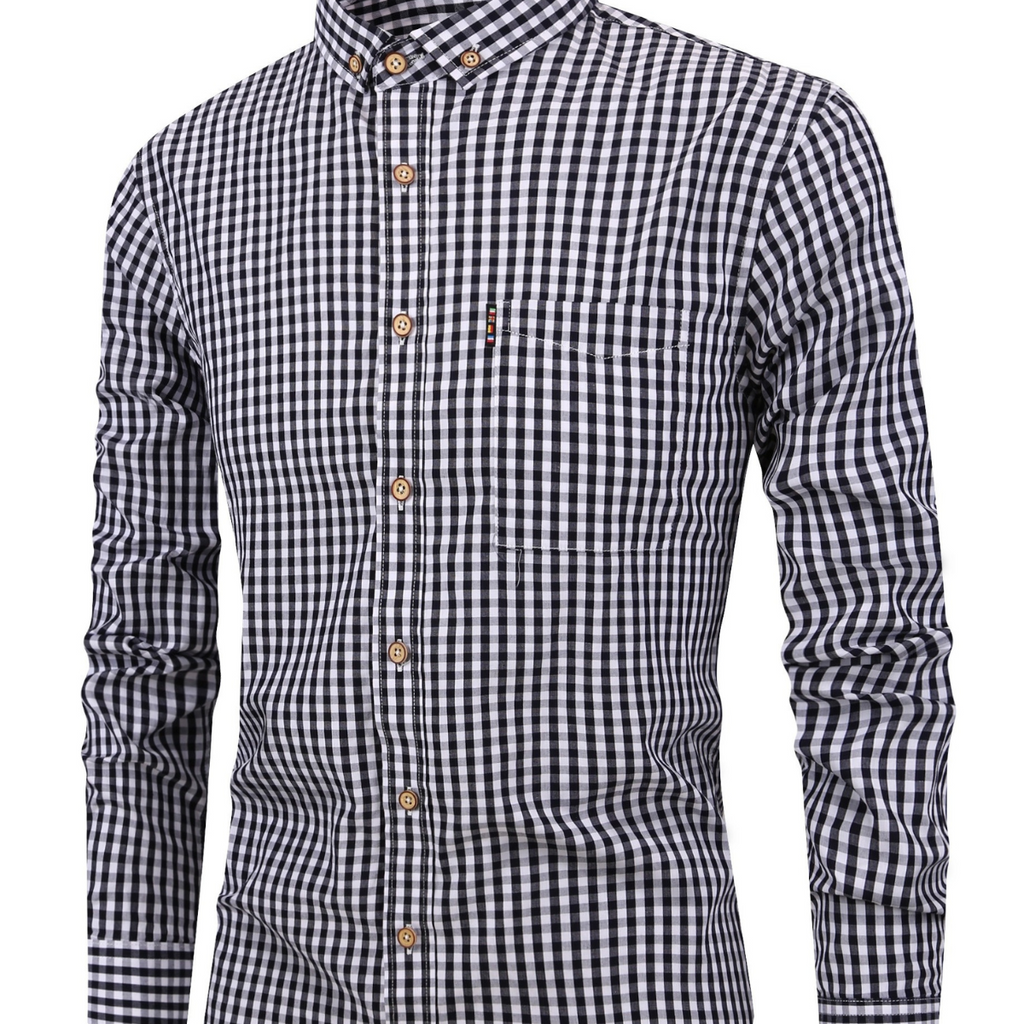 Kingstiger™ | Klassisk Herrskjorta i Bomull med Rutig Design